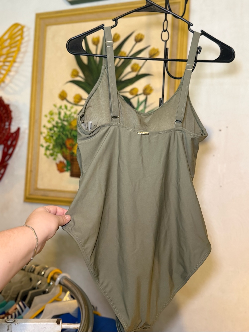 Nicole Miller Olive Green One-Piece Swimsuit